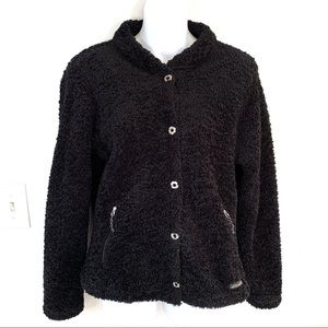 Ariat Fuzzy Black Snap Closure Fleece Jacket Size Large
